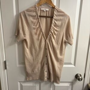 LOFT Tan Short Sleeve Cardigan